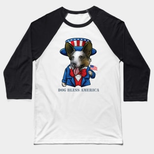 Cardigan Welsh Corgi Dog Bless America Baseball T-Shirt